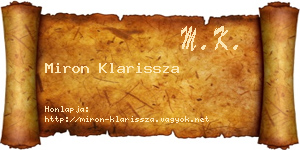 Miron Klarissza névjegykártya